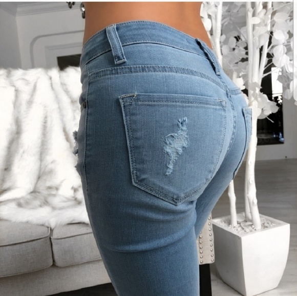 Seaside Light Blue Destroyed Denim - Picture 3 of 7